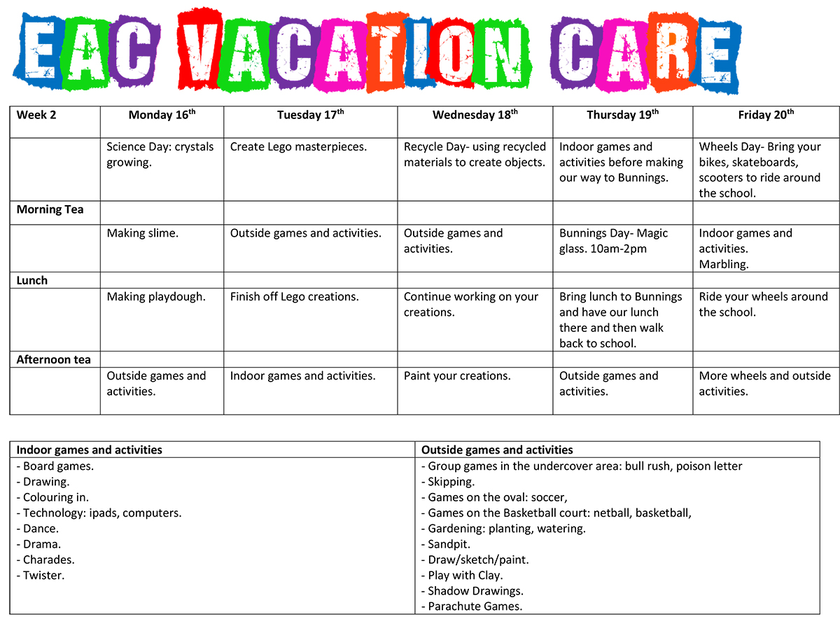 Vacation Care Pge 2