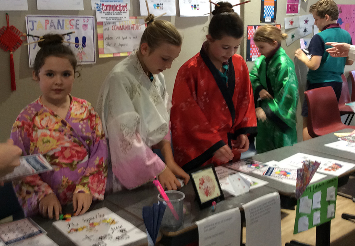 Japanese booth at the Stage 2 exhibition of learning last term. 