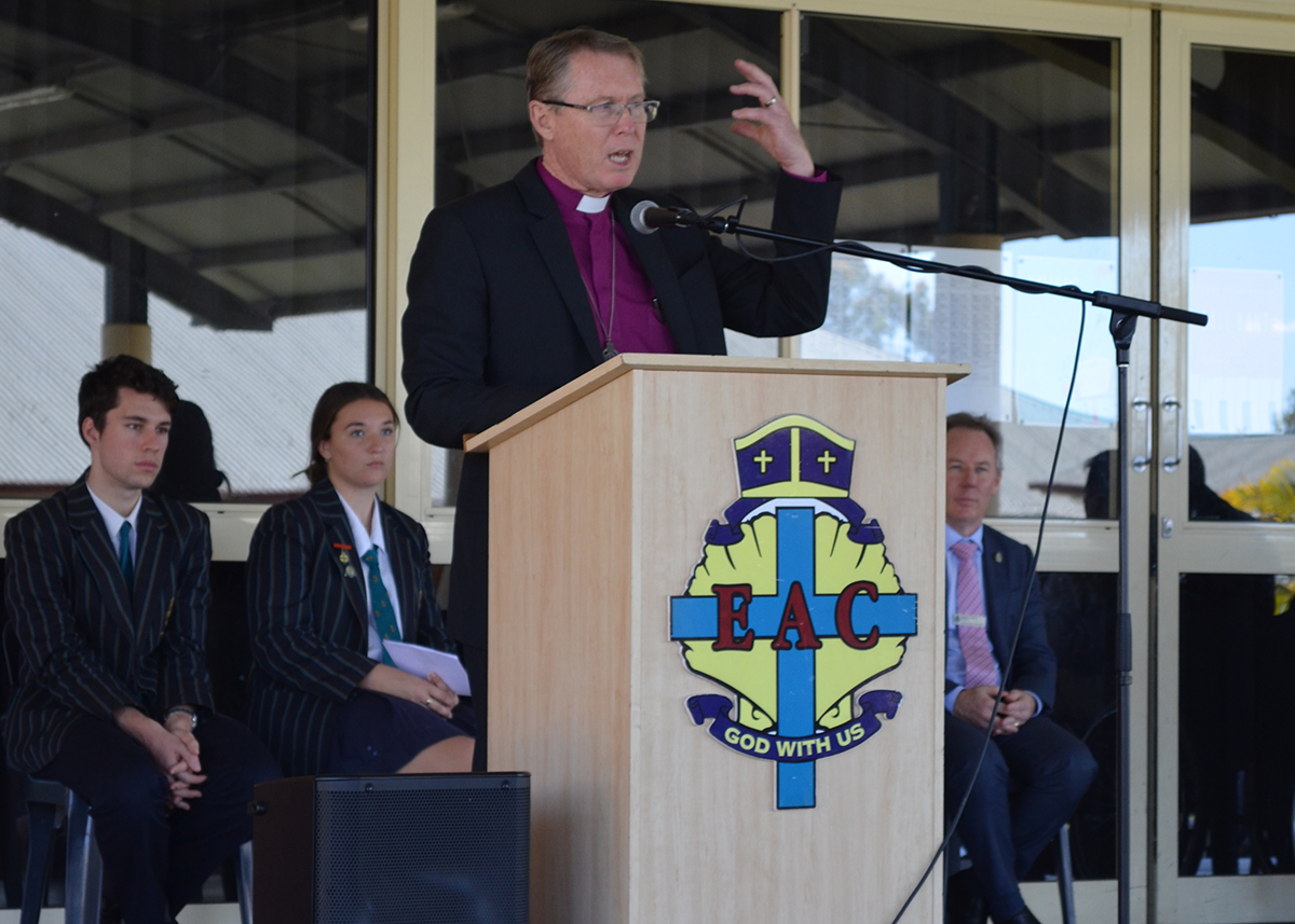Archbishop Geoff Smith addressing assembly