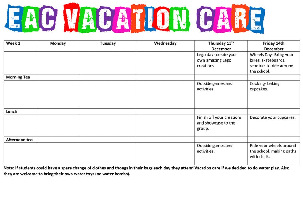 Vacation Care Term 4-1