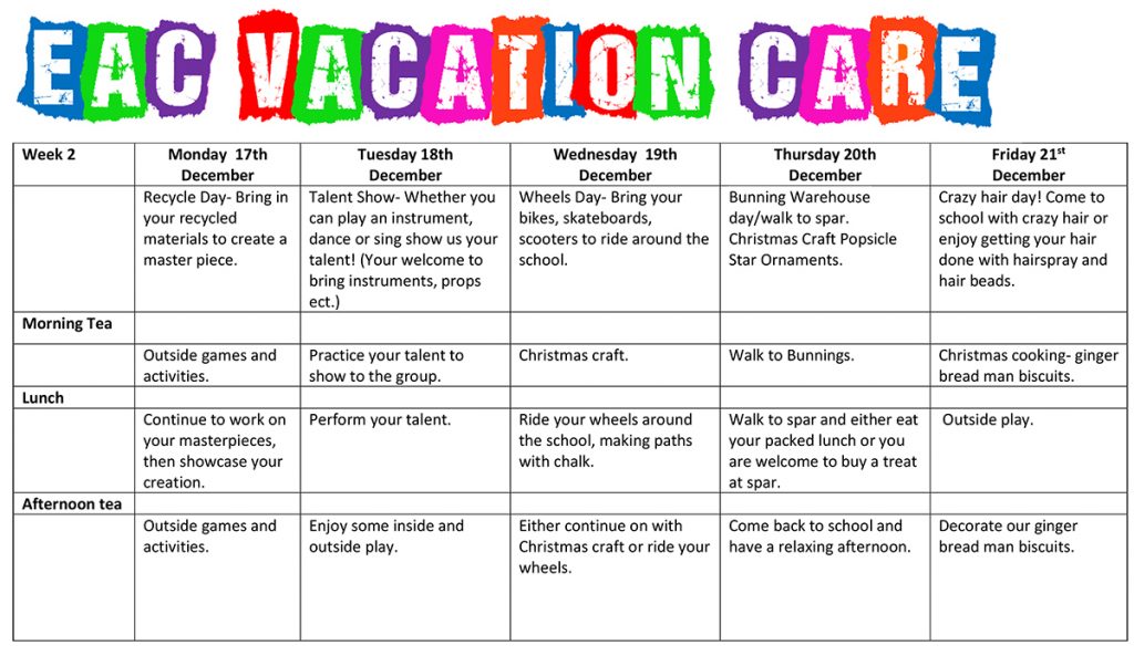 Vacation Care Term 4-2