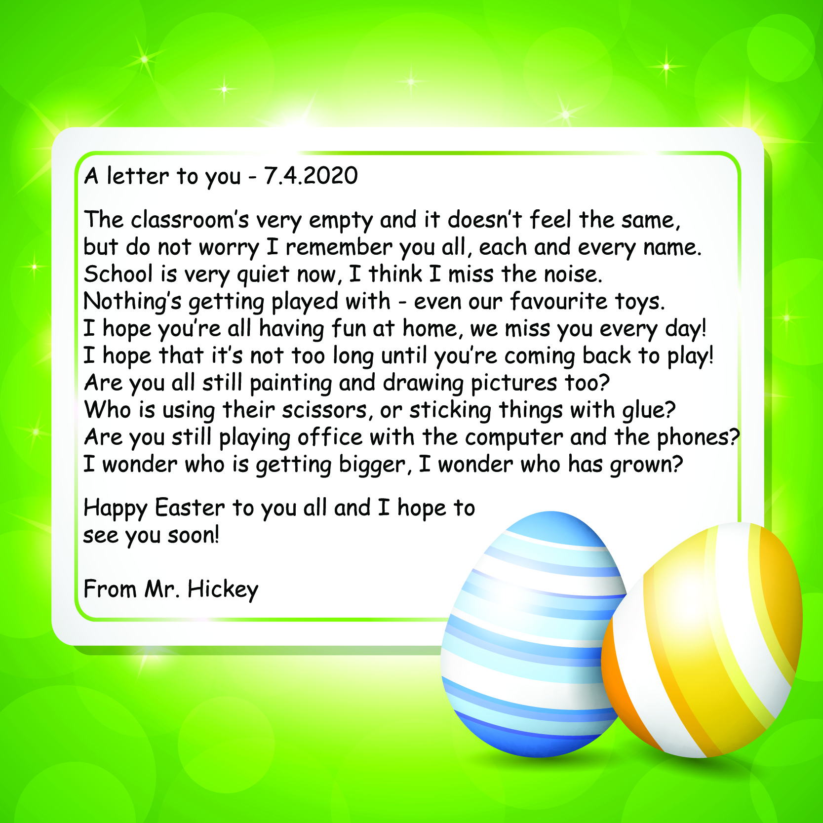 Card for Easter with eggs