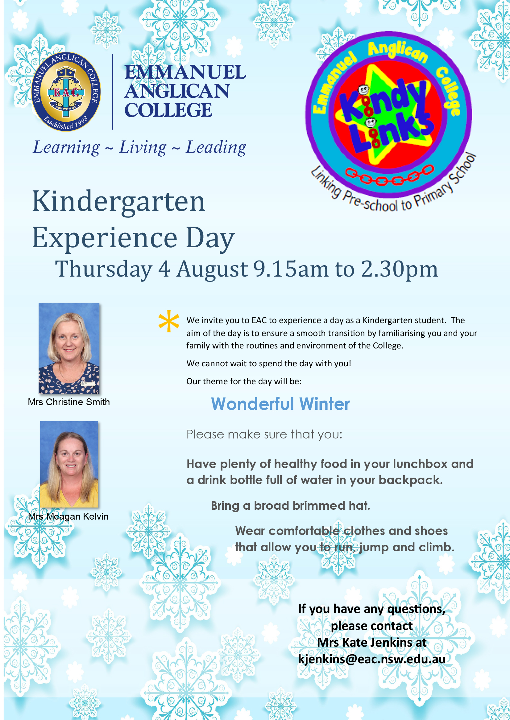 Kindergarten Experience Day Invitation August 2022