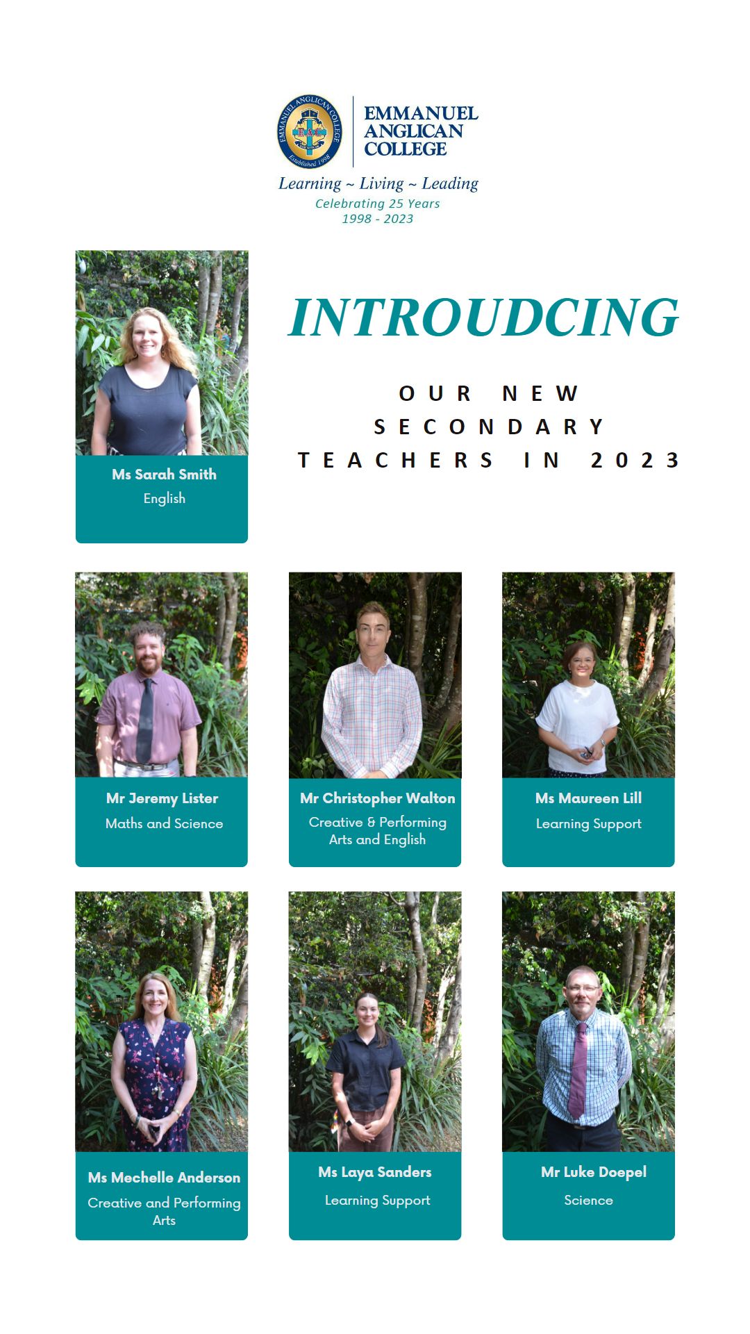 New Secondary Teaching Staff