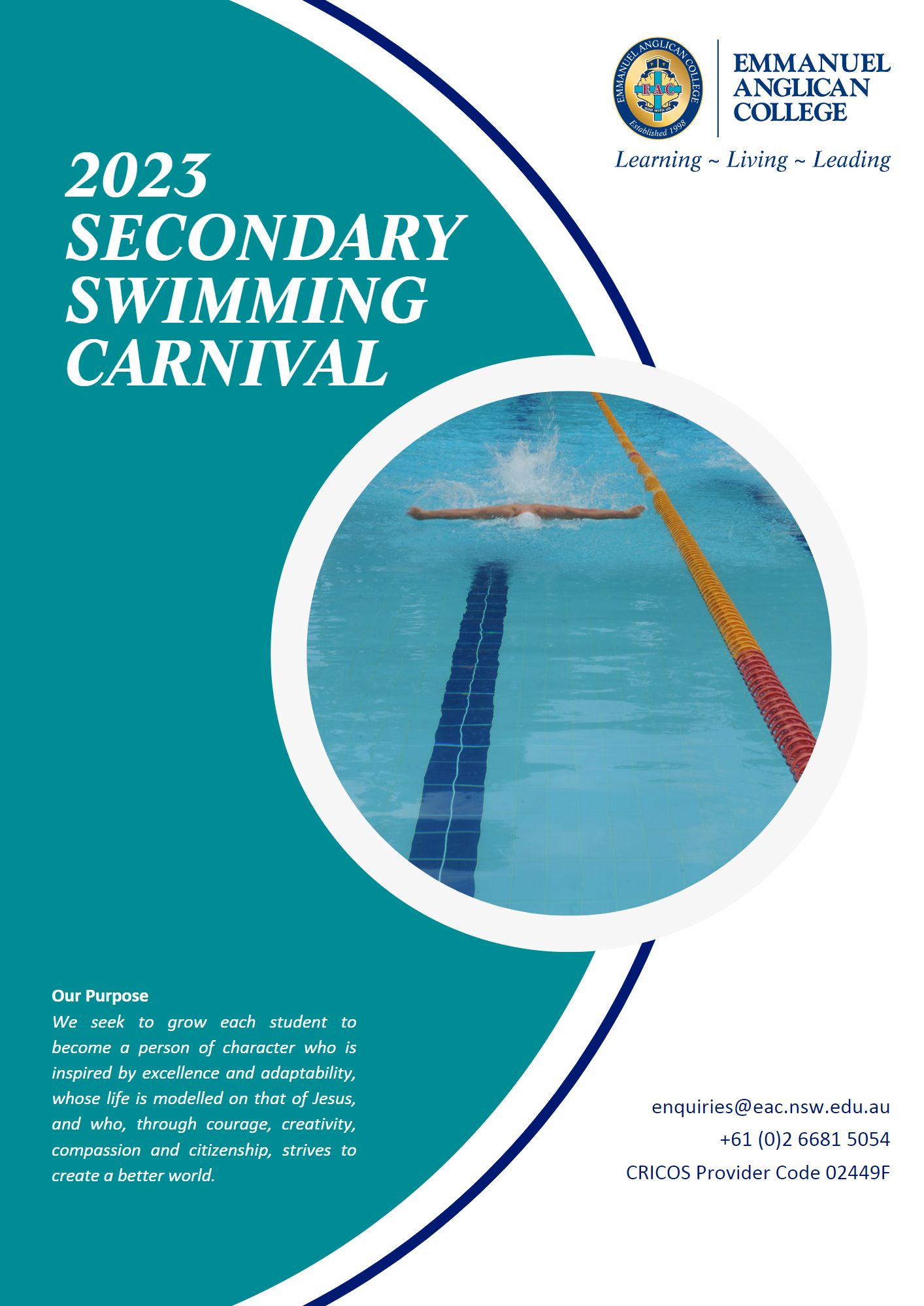 Secondary Swimming Carnival Program Cover