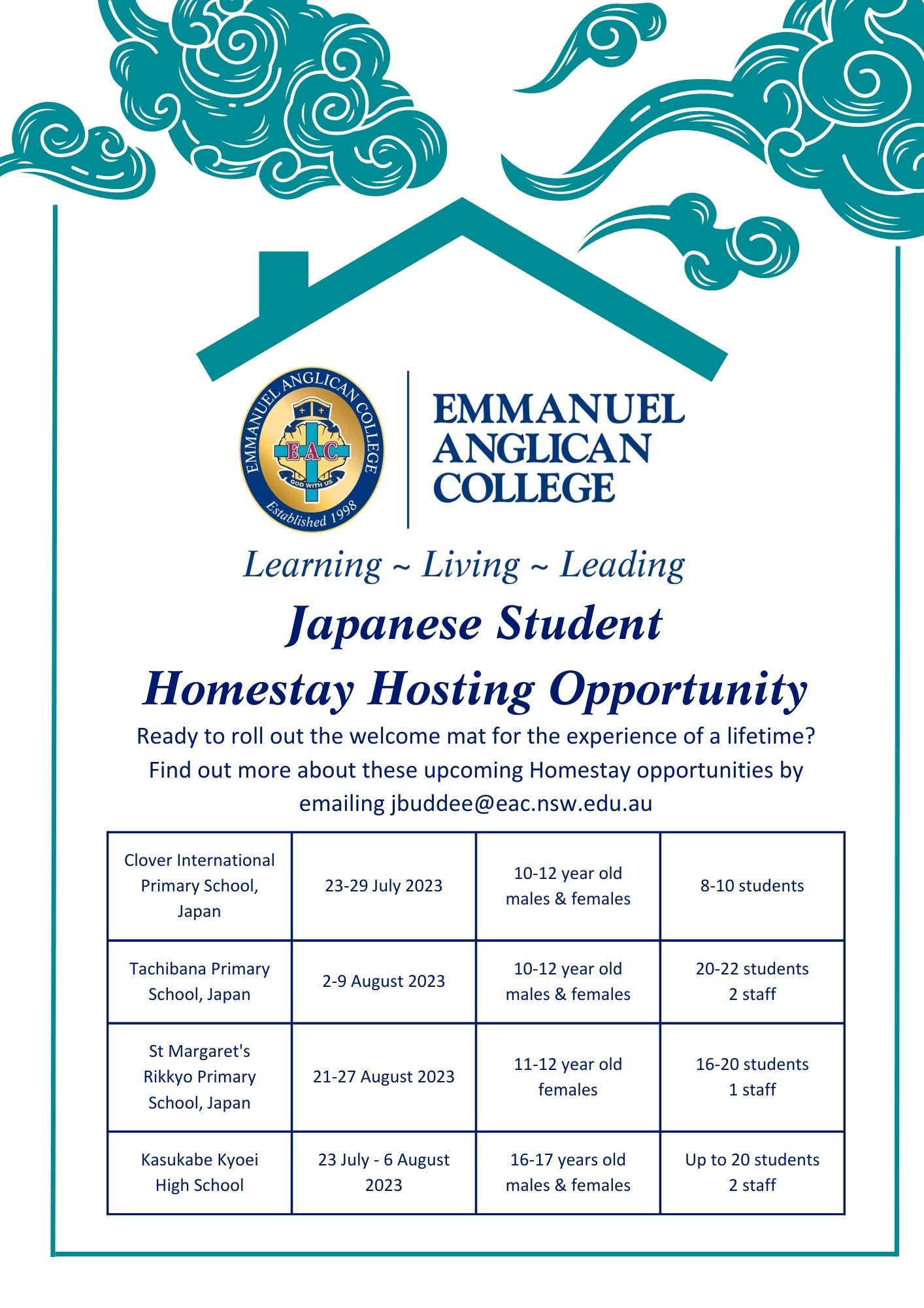 2023 Japanese Homestay Opportunities Poster
