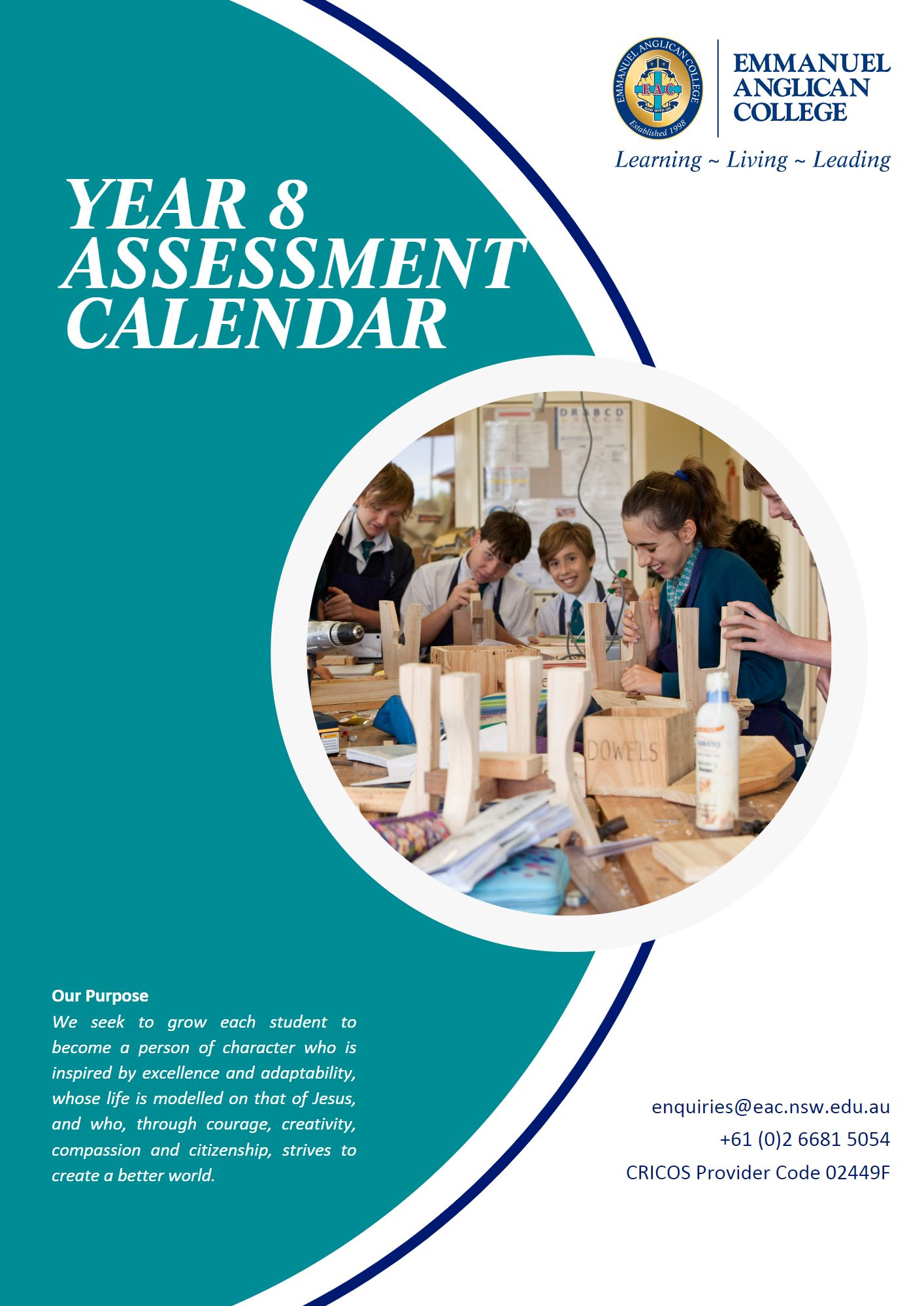 Year 8 Assessment Calendar Cover Page