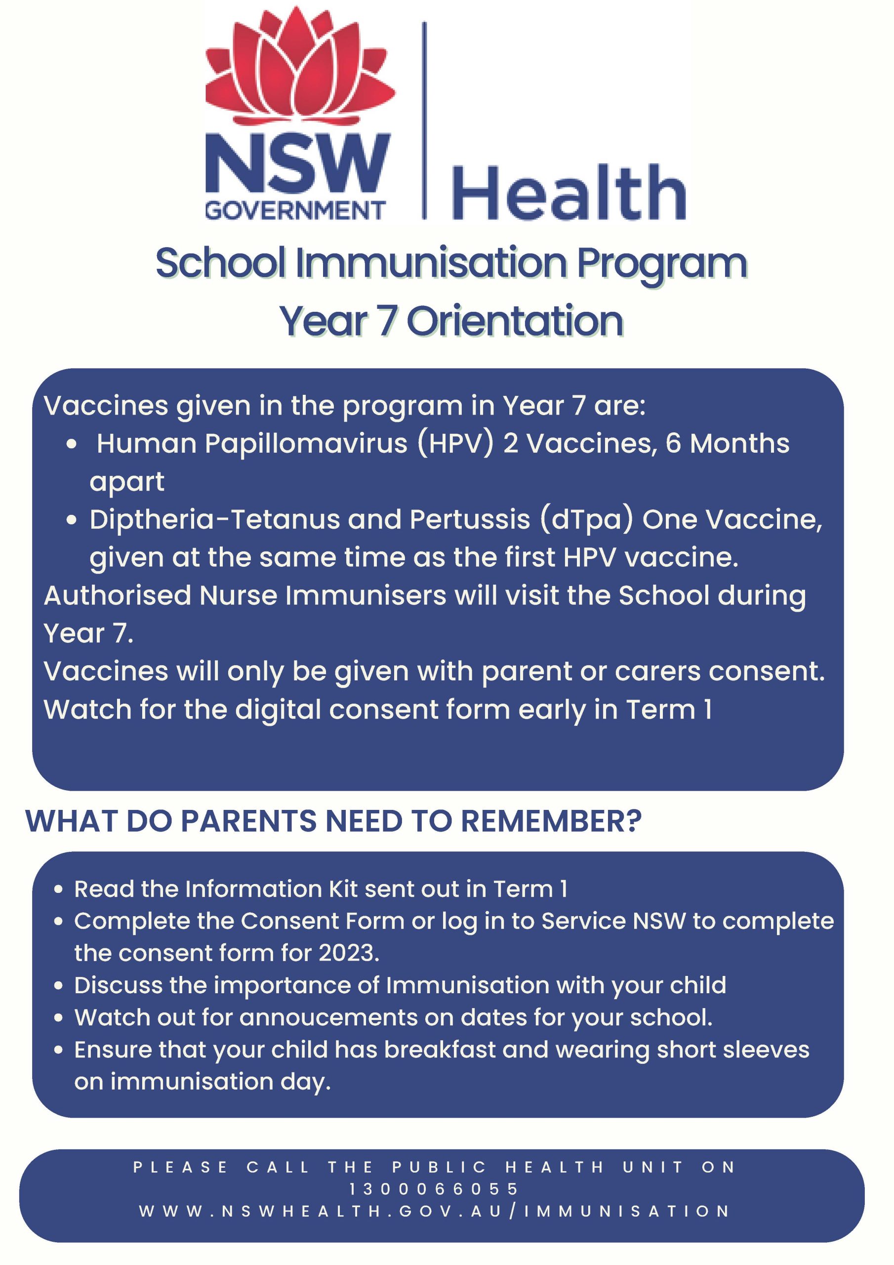 Immunisations Year 7
